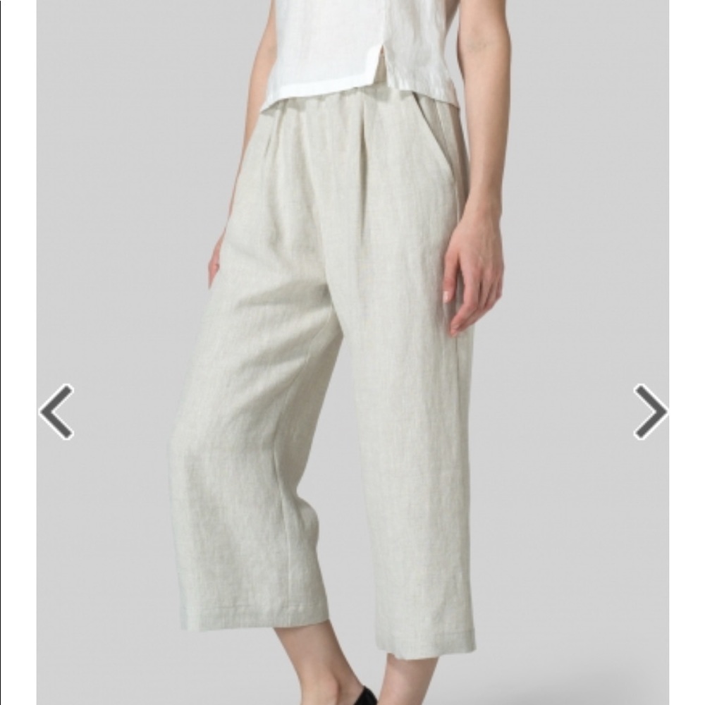 Vivid Linen Wide Leg Crop Pants